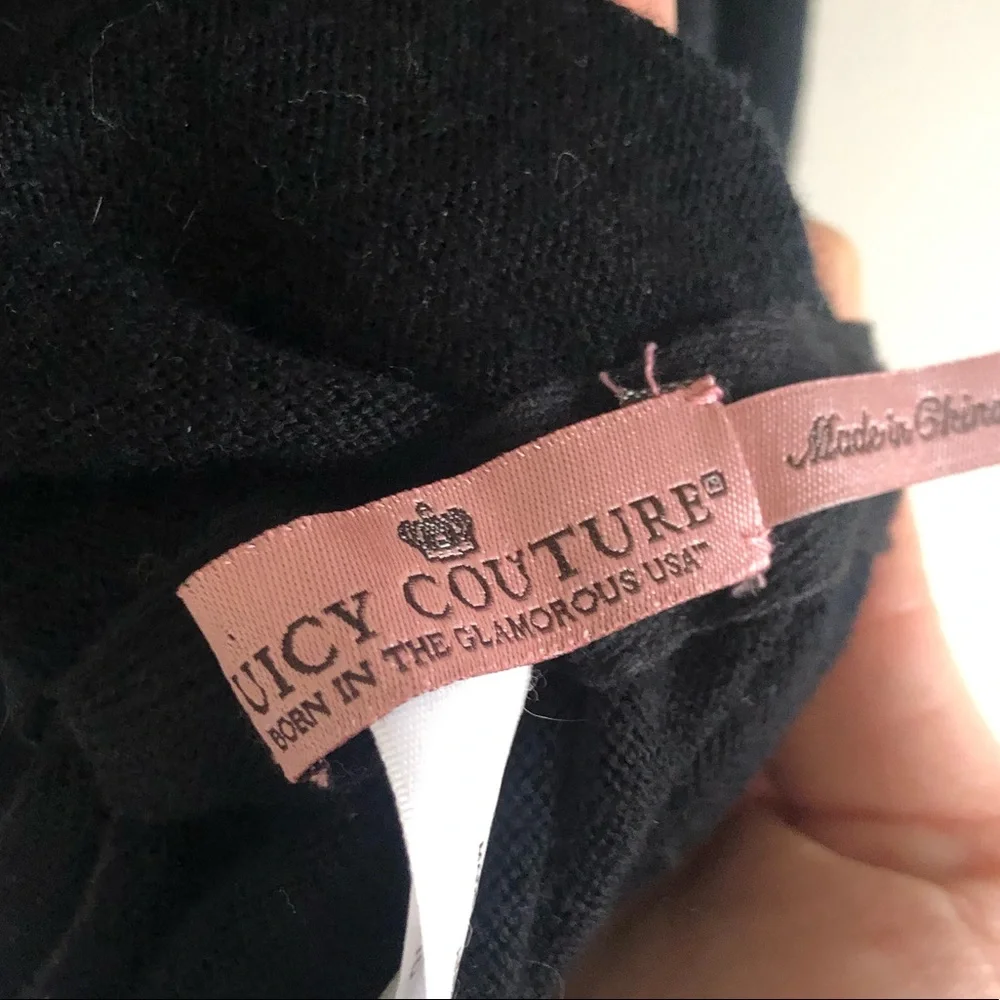 Juicy Couture Black Merino Wool Ruffled Long Scarf
